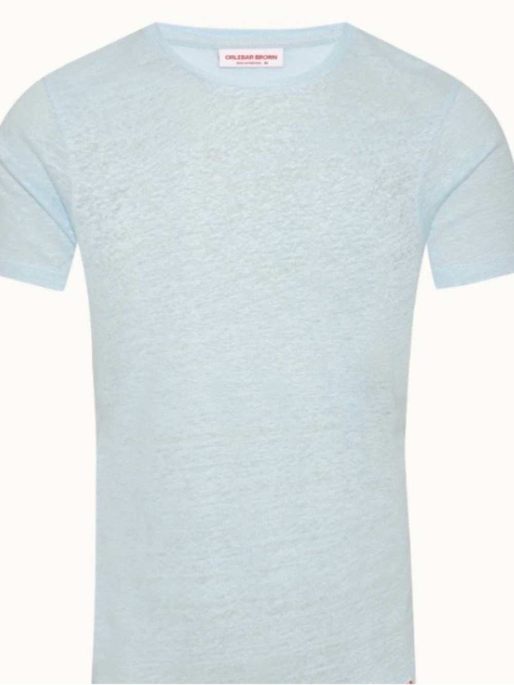 Orlebar Brown Men’s Linen T Shirt Crewneck Tee XXL Soft Blue Short Sleeve - Picture 2 of 8